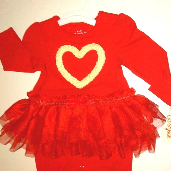 NWT☆CAT & JACK☆Baby Girl Wowzer Red Long Sleeve Heart Romper outfit - Picture 2 of 12